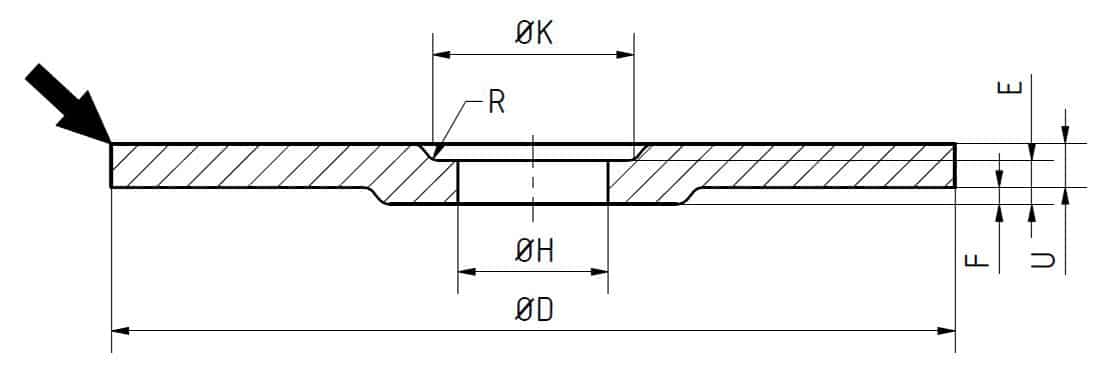 Domború alakú vágókorong (27-es forma)
