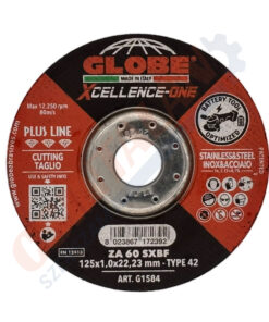 GLOBE X-CELLENCE ONE vágókorong, 125 x 1 mm, cirkon szemcse, kúpos, acél és INOX