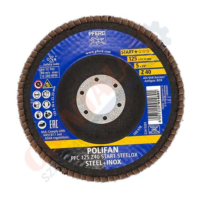 pferd-start-lamellas-csiszolokorong-kupos-acel-inox-csintalan-szerszam PFERD lamellás korong PFC, 125 mm, START STEELOX, cirkon, kúpos, acél és INOX ★☆☆☆